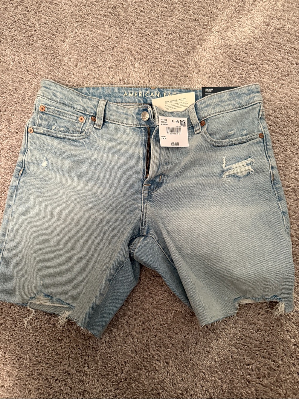 American Eagle Light Wash Distressed Denim Shorts